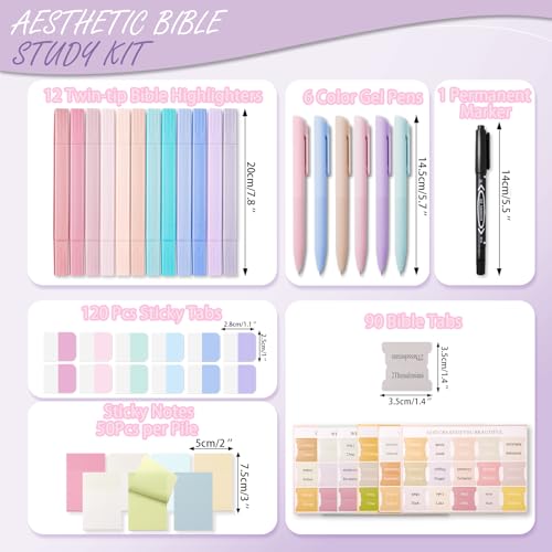 XKDOUS 42 Pcs Bible Study Supplies Journaling Kit for Women, Bible Study Kit Includes Highlighters, Pens, Tabs, Sticky Notes & More for Journaling. Great for Note-Taking, Enhancing Scripture Study - Image 2