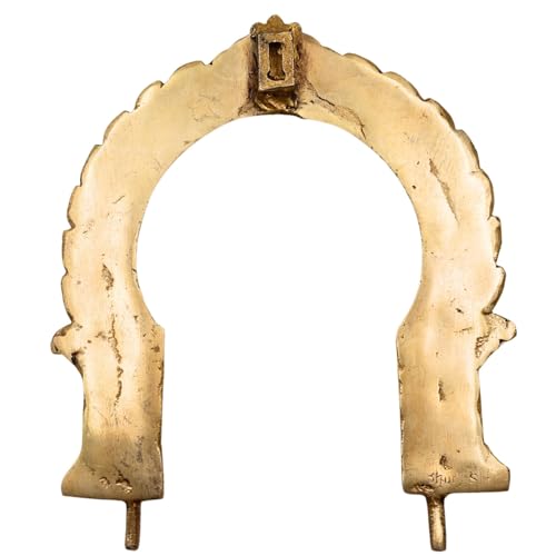 Bhunes Brass Prabhavali Tiruvachi Thiruvasi Arch Frame Prabhamandala Temple Deity Murti Stand for Vishnu Lakshmi Ganesha Shiva Krishna Idol, Gold, 9 Inch, 1 Piece - Image 5