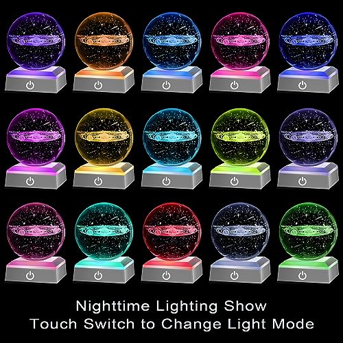 hochance 3D Solar System Crystal Ball Nightlight Multicolor Decolamp for Science Astronomy Space,for Boyfriends Husband Him,Presents for Fathers Kids Boys Birthday - Image 2