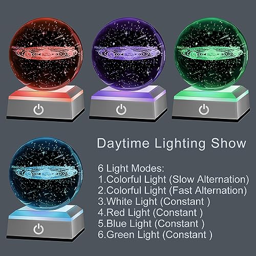 hochance 3D Solar System Crystal Ball Nightlight Multicolor Decolamp for Science Astronomy Space,for Boyfriends Husband Him,Presents for Fathers Kids Boys Birthday - Image 3