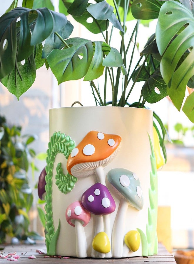 GUGUGO 8 Inch Pastel Mushrooms Planters, Cute Unique Rainbow Planter with Drainage, Colorful Vintage Retro Flower Plant pots for Indoor & Outdoor Plants, Eclectic Funny Room Decor Aesthetic (A,8 Inch) - Image 1