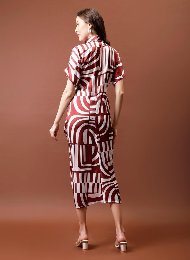 Athena Abstract Print Dress - Image 1