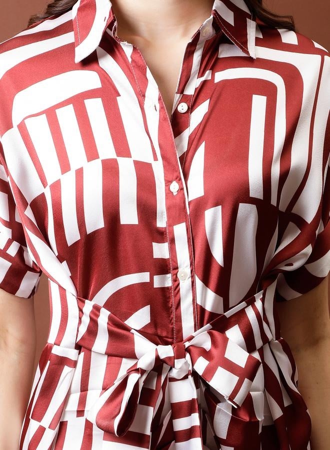 Athena Abstract Print Dress - Image 5