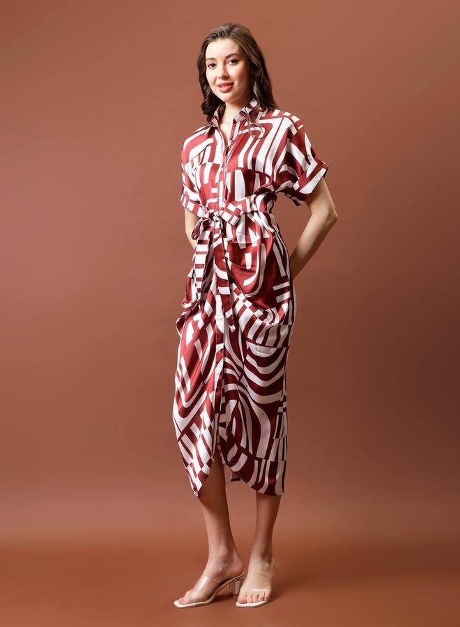 Athena Abstract Print Dress - Image 3
