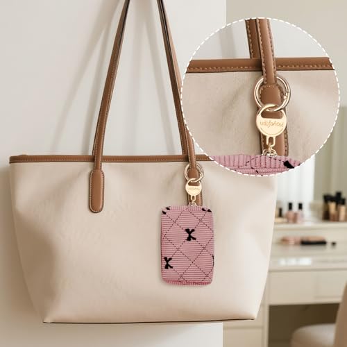 Playexen Mini Makeup Bag, Corduroy Small Cosmetic Bag for Purse with Ring Buckle, Bow Tie Travel Makeup Pouch for Lipsticks, Chapsticks, Coin, Earphone, Credit Card (Beige) - Image 4
