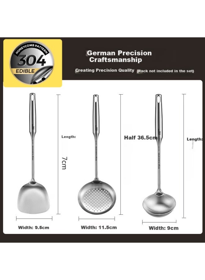 COOKER KING Cooker King Stainless Steel Cookware Set - 304 Stainless Steel Spatula + Soup Ladle + Colander Spoon Three-piece Set For Iron Pans And Stainless Steel Pans Stir Fry Spatula  - Image 1
