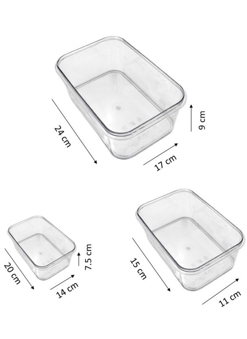 Auroware - Auroware 6 Piece Storage Sealed Crisper Container with Leak proof Lid 500ml 1 Liter 2 Liter kitchen Organization Transparent BPA Free Airtight Stain Shatter Resistance - Image 1