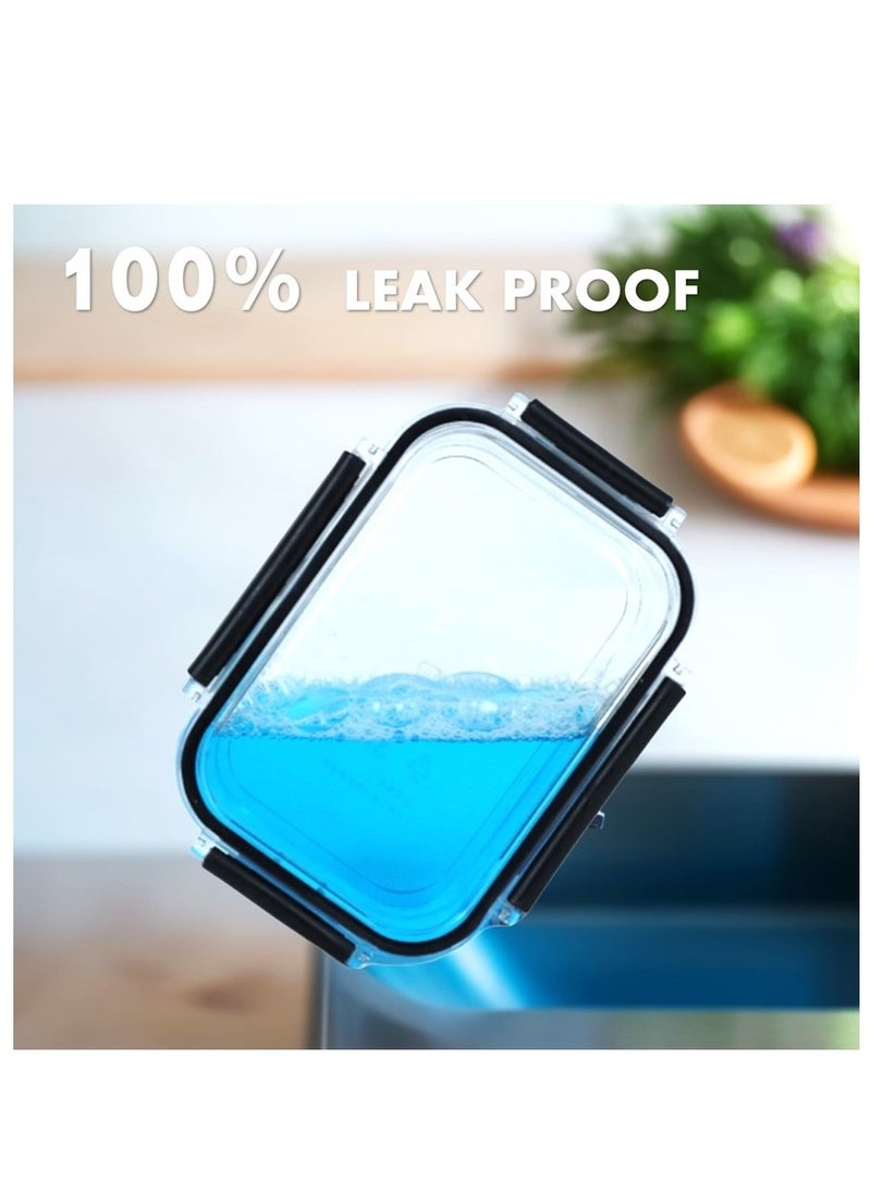 Auroware - Auroware 6 Piece Storage Sealed Crisper Container with Leak proof Lid 500ml 1 Liter 2 Liter kitchen Organization Transparent BPA Free Airtight Stain Shatter Resistance - Image 1