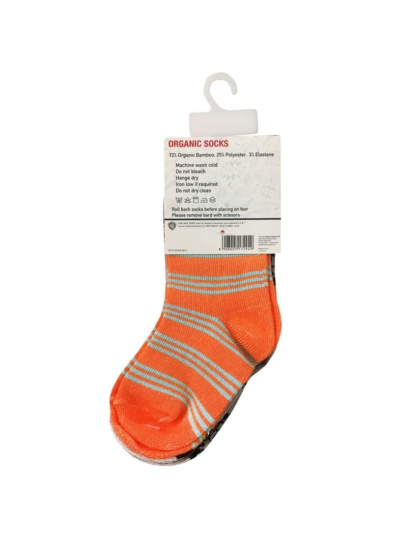 Tom & Jerry Tom & Jerry Bamboo Cotton Sock Printed Pack Of 2 Grey/Orange 12-24M  - Image 2