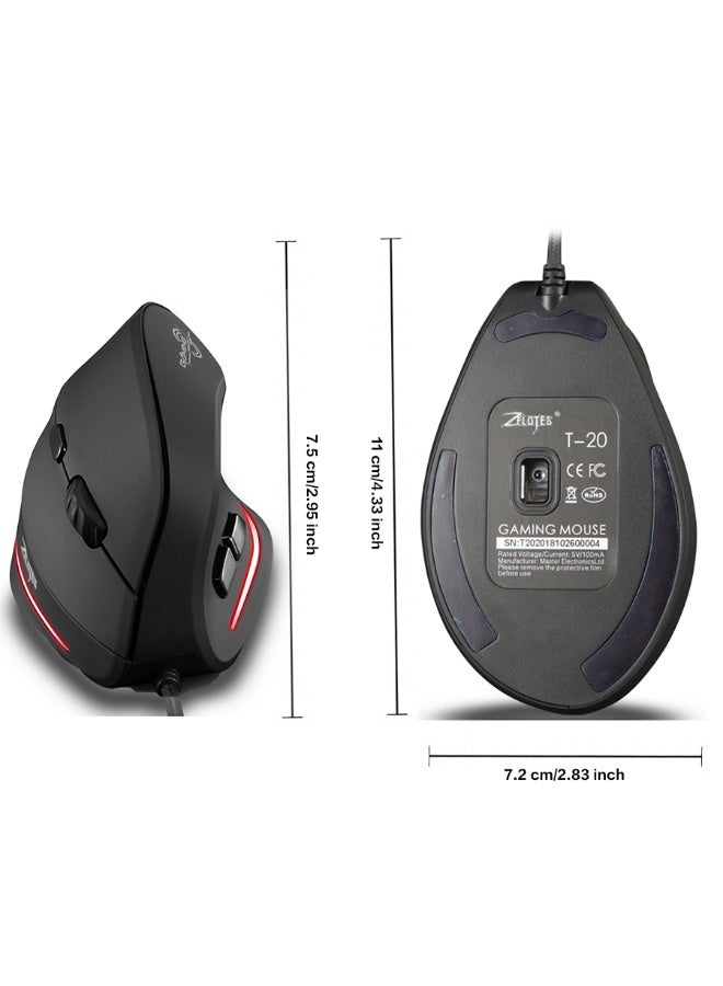 ZELOTES Wired Gaming Mouse Vertical Ergonomic Mouse 6 buttons Right Hand RGB Mice for Gamer Computer Laptop windows - Image 5