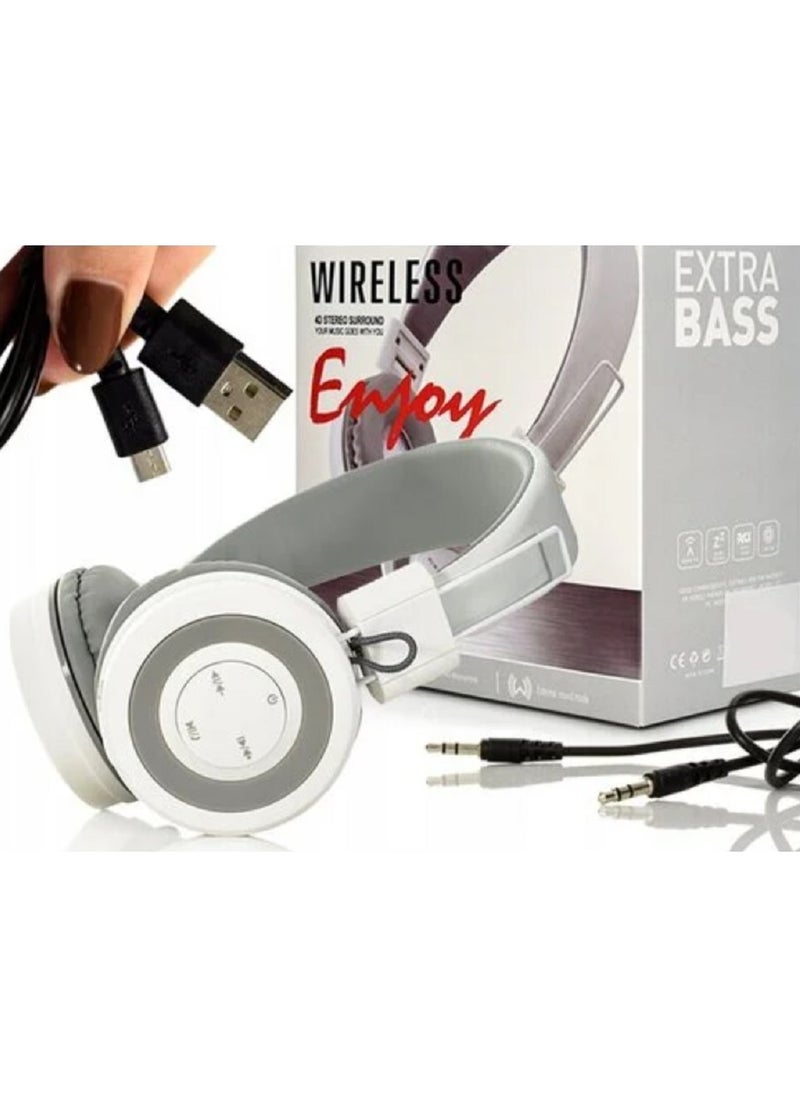 Generic HZ-BT680 Wireless Bluetooth Headset - Microphone - FM Radio - Card Slots - Folding Compatible for Mobile and Computer/White  - Image 1