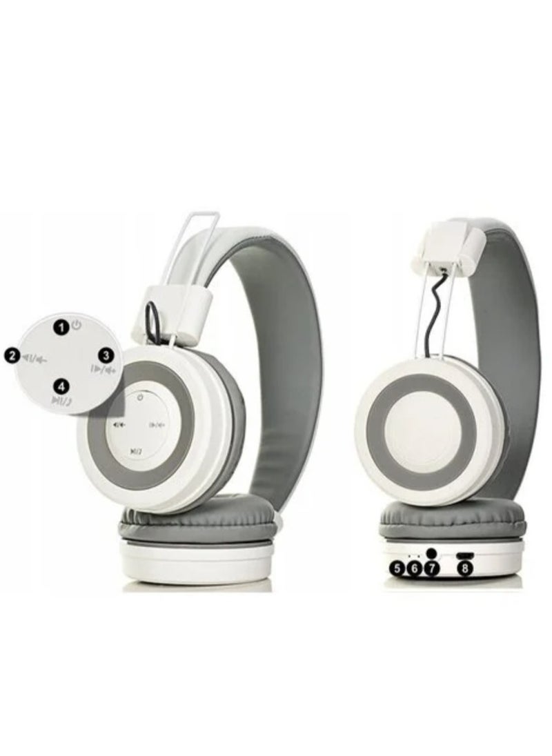 Generic HZ-BT680 Wireless Bluetooth Headset - Microphone - FM Radio - Card Slots - Folding Compatible for Mobile and Computer/White  - Image 4
