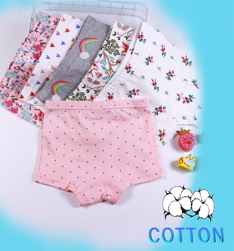 Boboking Soft Rainbow Girls Boyshorts Girls Flower Underwear Toddler Undies 10years Grey - Image 2