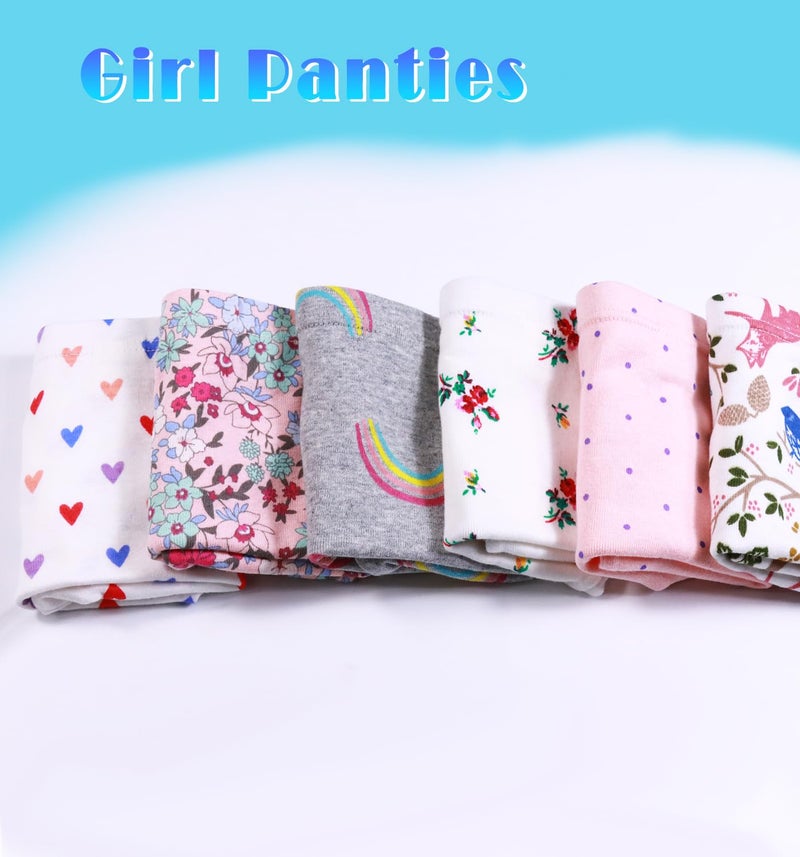 Boboking Soft Rainbow Girls Boyshorts Girls Flower Underwear Toddler Undies 10years Grey - Image 3
