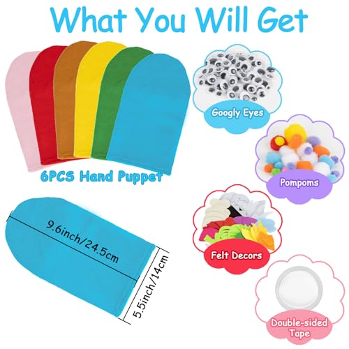 Rainflow 6PCS Hand Puppets Hand Puppet Making kit Sock Arts and Crafts Kit for Party DIYStorytelling Dramatic Play and RolePlay - Image 5