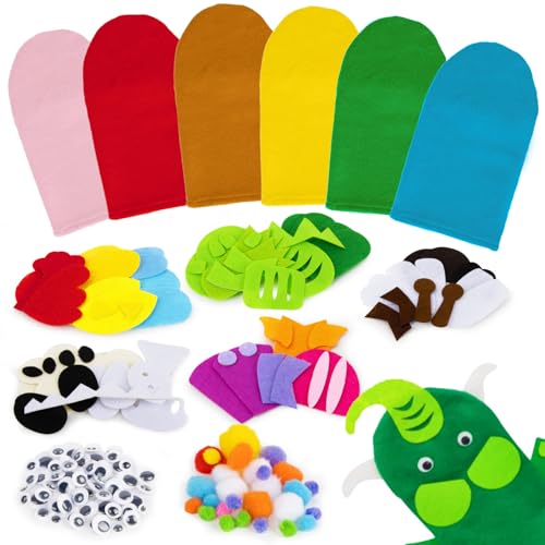 Rainflow 6PCS Hand Puppets Hand Puppet Making kit Sock Arts and Crafts Kit for Party DIYStorytelling Dramatic Play and RolePlay - Image 1