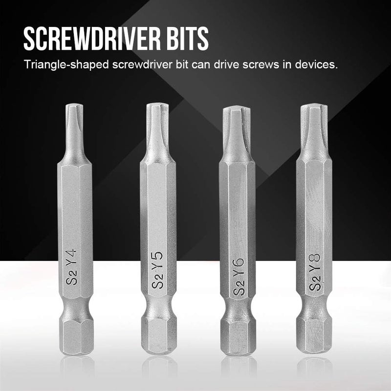 klarako Screwdriver Bits, 4Pcs Alloy Steel Triangle-Shaped Y Type 1/4 Hex Shaft Strong Magnetic Screwdriver Screw Tool Security Screwdriver Drill - Image 3