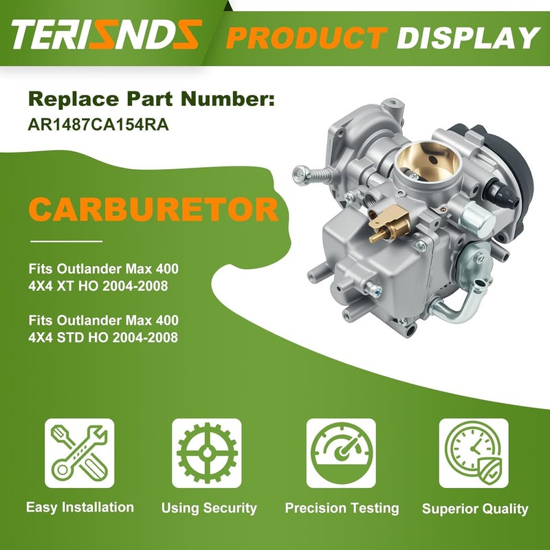 Terisnds Carburetor for Bombardier/Can-Am ATV Outlander MAX 400 4X4 (2004-2008) STD XT HO Carb Kit - Image 5
