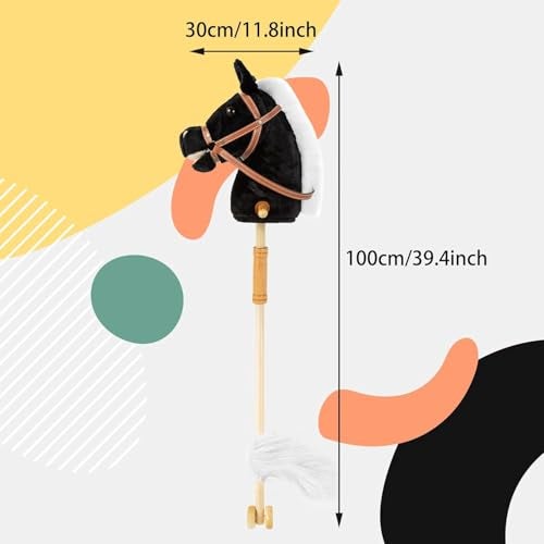 Morytale Stick Hobby Horse Riding Toy Plush Horse for Toddlers Ages 3 Ride On Toy Fun Pretend Play with Wooden Wheels and Real Pony ClipClop Sounds  Black 39 Inches - Image 5