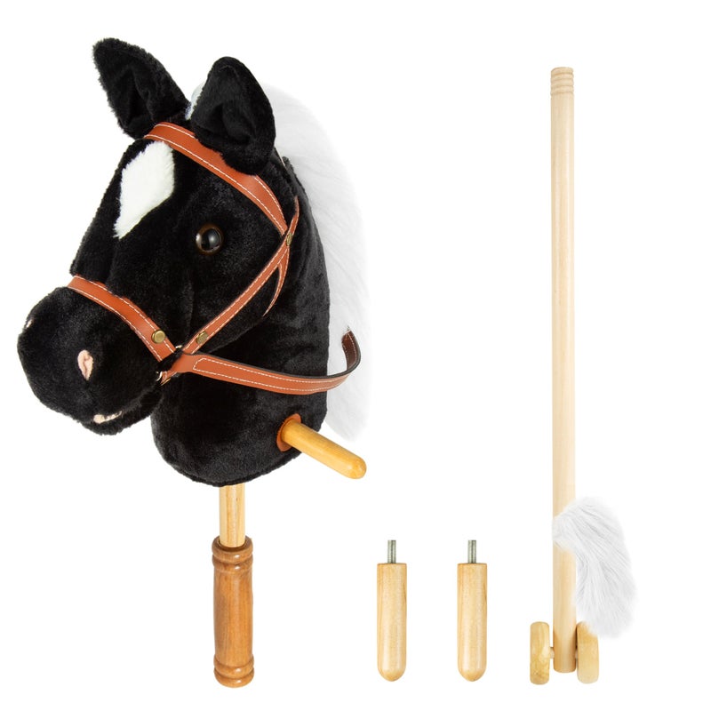 Morytale Stick Hobby Horse Riding Toy Plush Horse for Toddlers Ages 3 Ride On Toy Fun Pretend Play with Wooden Wheels and Real Pony ClipClop Sounds  Black 39 Inches - Image 2