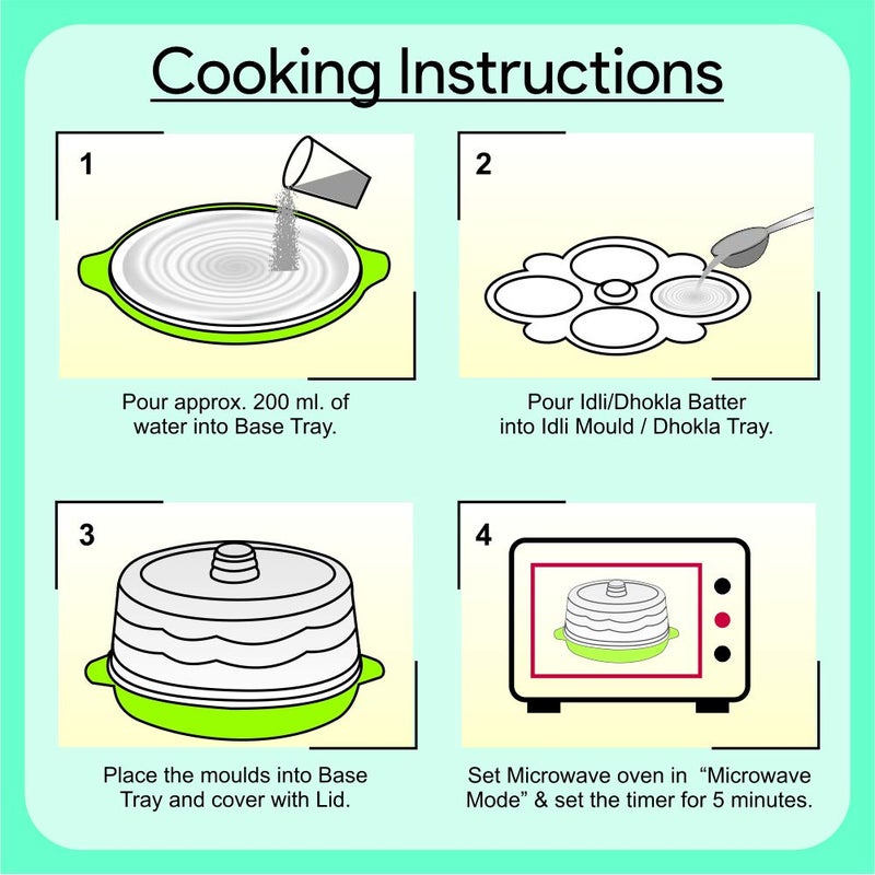 Wonder Homeware Healthy IDLI Maker Set for Microwave, Gift Item, 12 Mouds, 1 Pc, Pink Color - Image 2