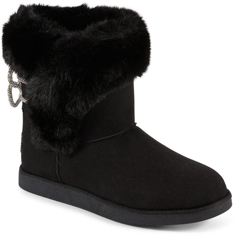 Juicy Couture Womenâ€™s Winter Boots with Faux Fur Trim, Rhinestone Logo, and Cozy Insulated Lining â€“ Fashionable Cold Weather Booties for Casual or Outdoor Wear-Kahlo-Black Stone Size 8 - Image 1