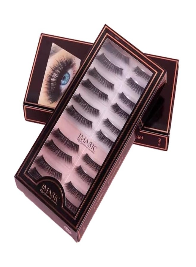 COSLUXE Imagic PROfessional Synthetic Fibers False Eyelashes, Natural & soft 100% Handmade 3D Eyelashes Pack 10 Pairs of 1 box - Image 1