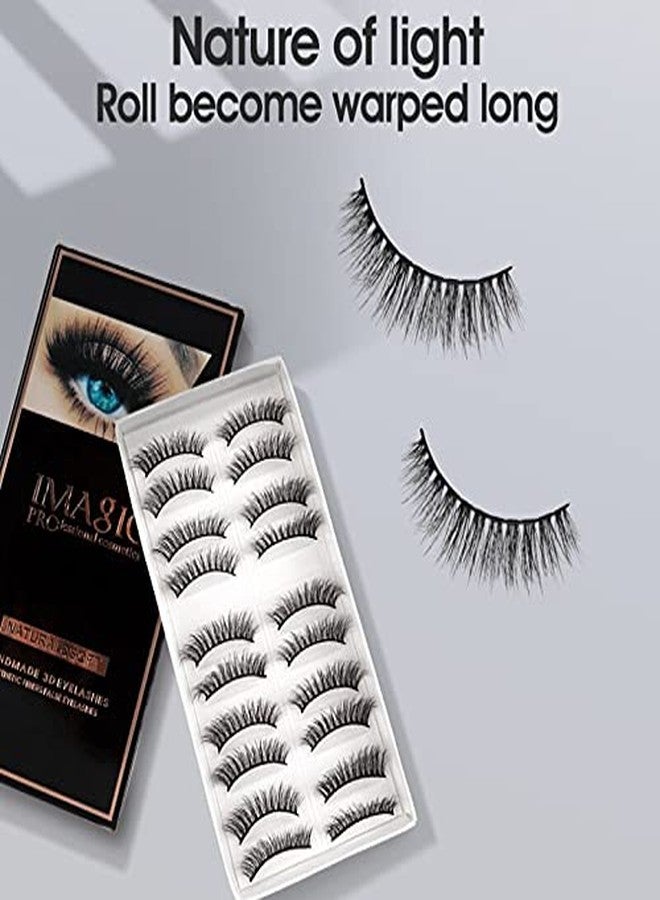 COSLUXE Imagic PROfessional Synthetic Fibers False Eyelashes, Natural & soft 100% Handmade 3D Eyelashes Pack 10 Pairs of 1 box - Image 4