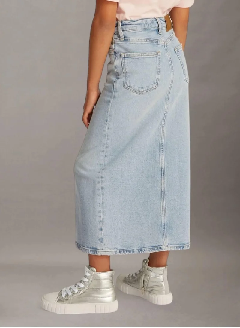 كالفن كلاين جينز تنورة جينز طويلة بقصة مستقيمة