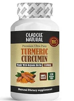 Oladole Natural Oladole Turmeric Curcumin 1510mg 120 Capsules | Supports Joints, Immune System, Digestive Health, Skin & Stress Relief | Rich in Antioxidants High Potency Formula 95% Curcuminoids with Black Pepper  - Image 1