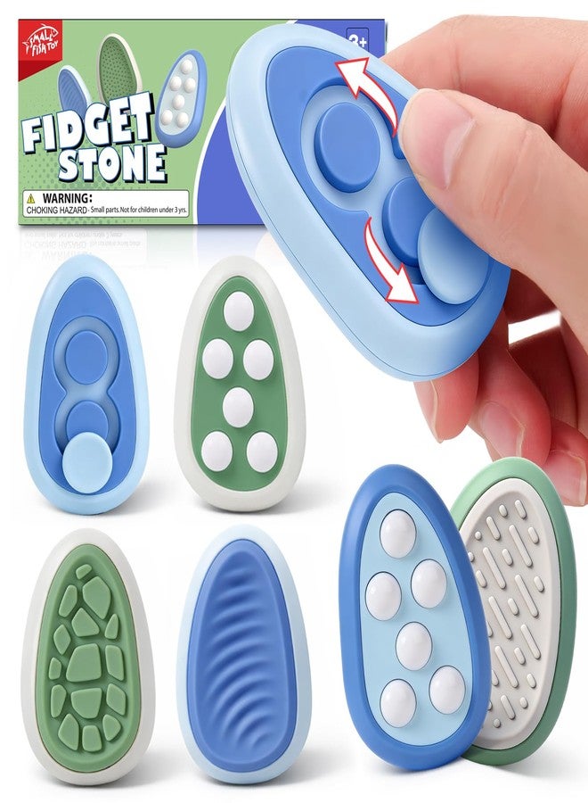 SMALL FISH Fidget Toys Adults Stress Relief: 4 Pack Silent & Audible Fidget Stone - Sensory Calming Desk Toys for Teens Kids with ADHD Autism - Office Tension Relief Focus Tool - Image 1