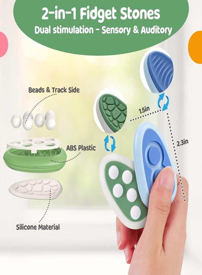 SMALL FISH Fidget Toys Adults Stress Relief: 4 Pack Silent & Audible Fidget Stone - Sensory Calming Desk Toys for Teens Kids with ADHD Autism - Office Tension Relief Focus Tool - Image 2