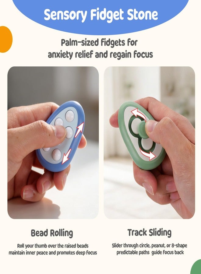 SMALL FISH Fidget Toys Adults Stress Relief: 4 Pack Silent & Audible Fidget Stone - Sensory Calming Desk Toys for Teens Kids with ADHD Autism - Office Tension Relief Focus Tool - Image 3