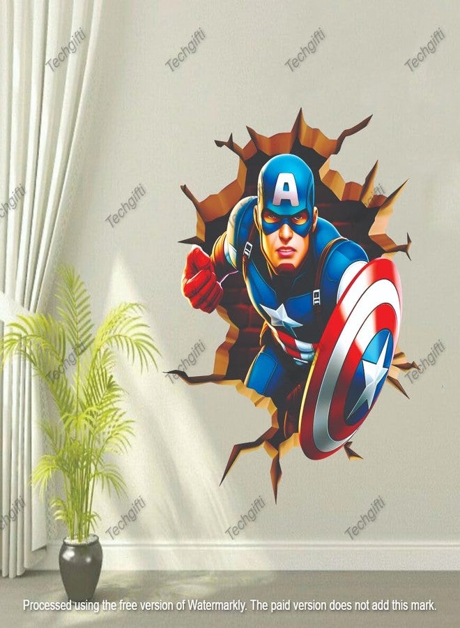 Techgifti ملصق جداري ثلاثي الأبعاد بتصميم أبطال خارقين من Techgifti، مقاس 52 × 46 سم، تصميم مبتكر، ملصق جداري من الفينيل لتزيين غرف الأطفال - Image 5