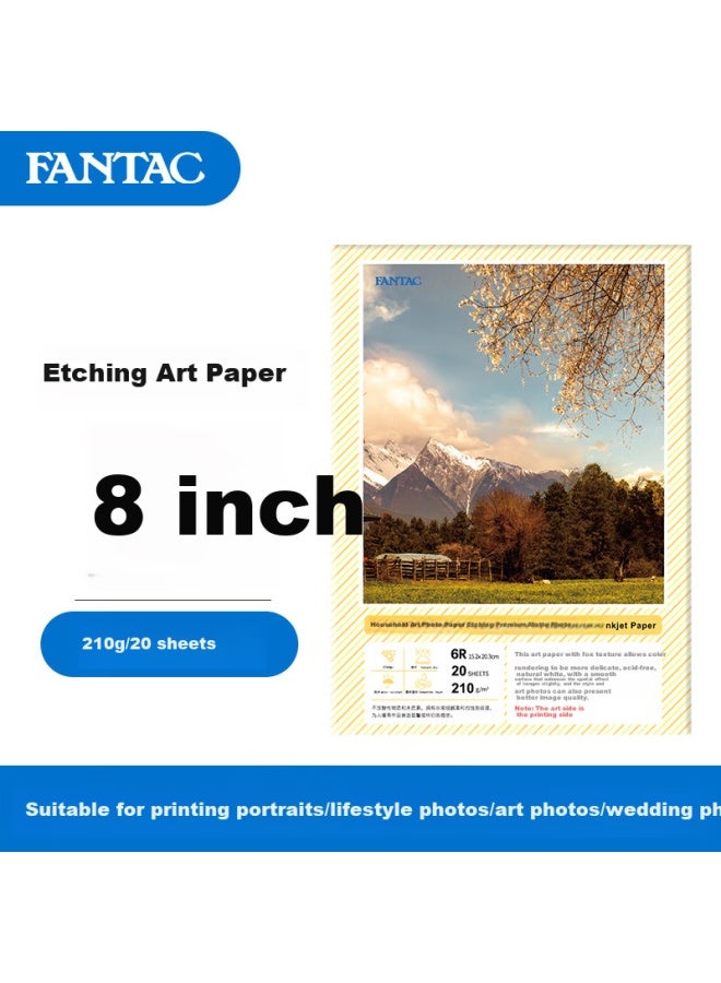 Fantac Etched Art Photo Paper 6r/8 Inch Matte Inkjet Photo Paper 210g Color Printing Home Use 20 Sheets 9895-737
