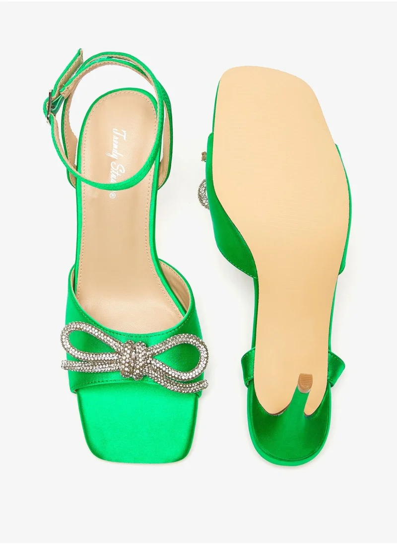 فلورا بيلا Embellished Strap Sandals with Stiletto Heels and Buckle Closure