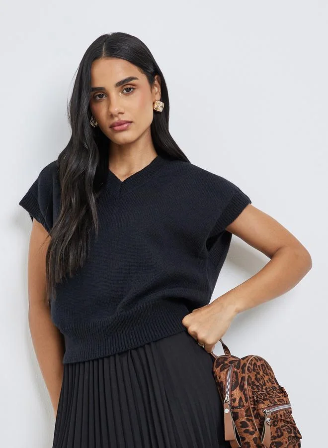 Styli Styli Women Black Boxy Fit Knit Vest