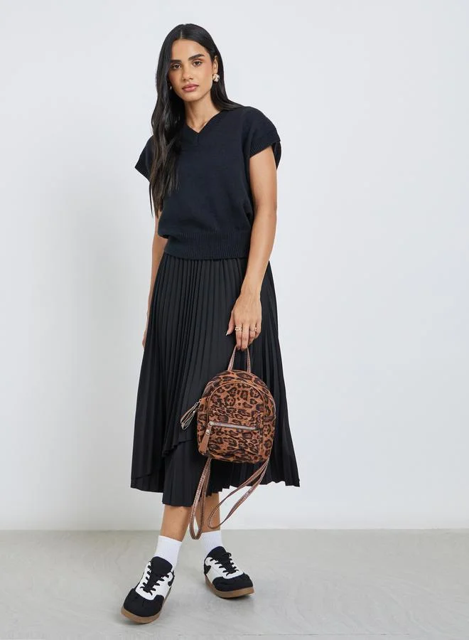 ستايلي ستيلي سترة نسائية محبوكة بقصة بوكسي سوداء