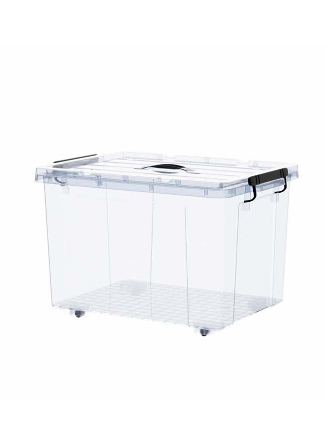 Marcolo Storage Box 28L Set of 4 Transparent Plastic Organizer Boxes with Lids Multipurpose Home Storage Containers - Image 2
