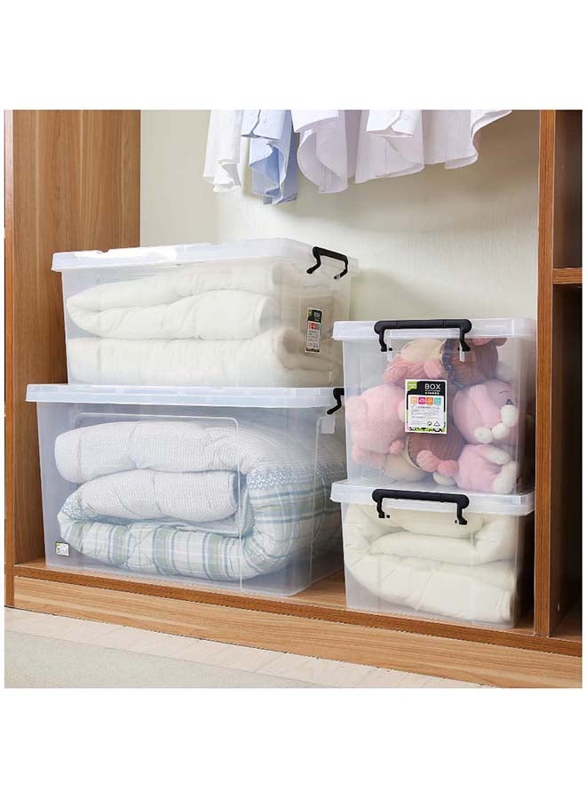 Marcolo Storage Box 28L Set of 4 Transparent Plastic Organizer Boxes with Lids Multipurpose Home Storage Containers - Image 4