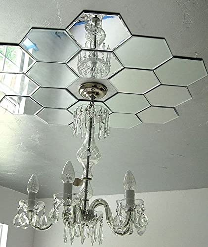 Walldaddy Mirror Finish Acrylic Sticker (20 Hexagon Silver) Size (12X10) Cm Pack Of 20 For Bedroom, Drawing Room, Kids Room, Roof, Walls, Doors, Furniture Etc - Plastic, Hexagonal - Image 1