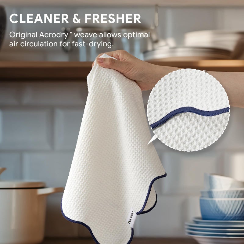 RECYCO Waffle Kitchen Towel Set of 2 - Quick Dry Microfiber Sustainable Dish Towels - Ultra Absorbent Reusable Cleaning Tea Towels - Lightweight Hand Towels,16â€x 28â€, Navy Blue - Image 4