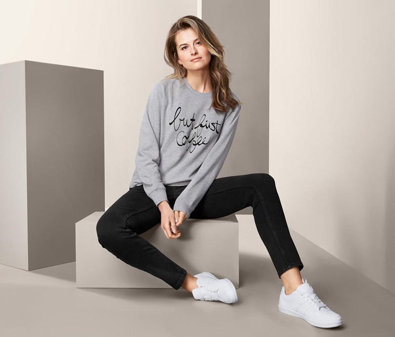 Tchibo Women Long Sleeve Graphic Sweatshirt, Grey - Image 1