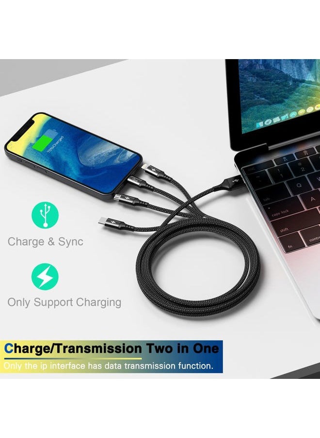 RULUS 4 in 1 Charging Cable [2Pack 4Ft], Fast Charging & Data Sync Multi Phone Charger Cable Nylon Braided USB Charging Cable with Lightning/Type C/Micro USB Port for iPhone,Samsung Tablets,Carplay  - Image 3