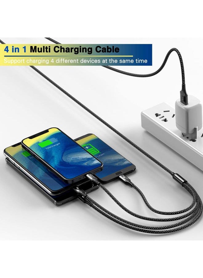 RULUS 4 in 1 Charging Cable [2Pack 4Ft], Fast Charging & Data Sync Multi Phone Charger Cable Nylon Braided USB Charging Cable with Lightning/Type C/Micro USB Port for iPhone,Samsung Tablets,Carplay  - Image 2