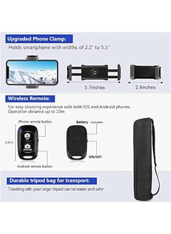 Arabest 74’’ Camera Tripod with Travel Bag and Wireless Remote, Phone Holder, Compatible for DSLR Cameras, Cell Phones, Projector, Webcam, Spotting Scopes - Black  - Image 5