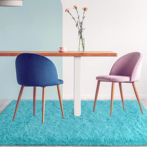 Merelax Modern Soft Fluffy Large Shaggy Rug for Bedroom Livingroom Dorm Kids Room Indoor Home Decorative, Non-Slip Plush Furry Fur Area Rugs Comfy Nursery Accent Floor Carpet 4'x6' Teal - Image 5