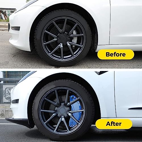 Kadimendium Caliper Covers , High Hardness 4 Pieces AntiImpact BetterStylish Disc Brake Caliper Covers for Model 3 for 18 Inch 19 Inch Wheel Hub (Blue) - Image 5