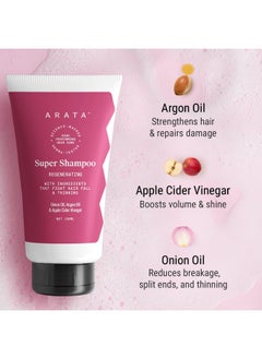 ARATA Arata 6-in-1 Super Shampoo | Prevents Hair loss | Restores pH Balance | Boosts Hair Thickness | Reduces Breakage | Fights Microbial Infections | Adds Shine | Shampoo For Women & Men | 150 ml  - Image 5