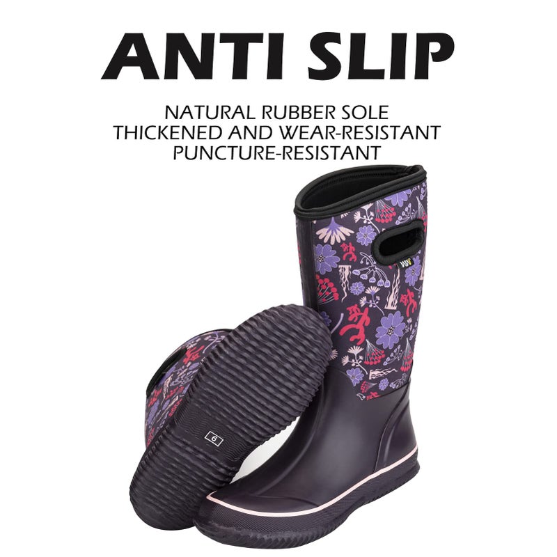 WTW Mid Calf Rain Boots for Women - Waterproof Insulated Neoprene Mud Boots Outdoor Hunting Garden Boots - Image 4